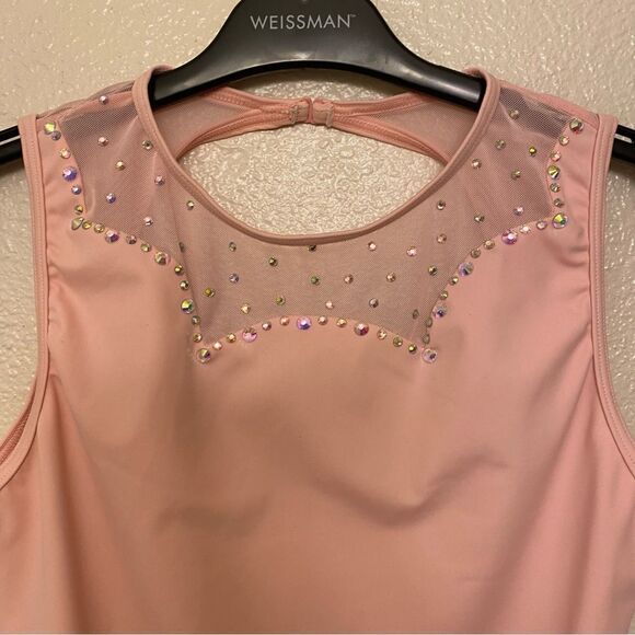Weissman Balera Costume solo custom dance pink Scallop Neck Leotard MT11264 XLC - Picture 6 of 11